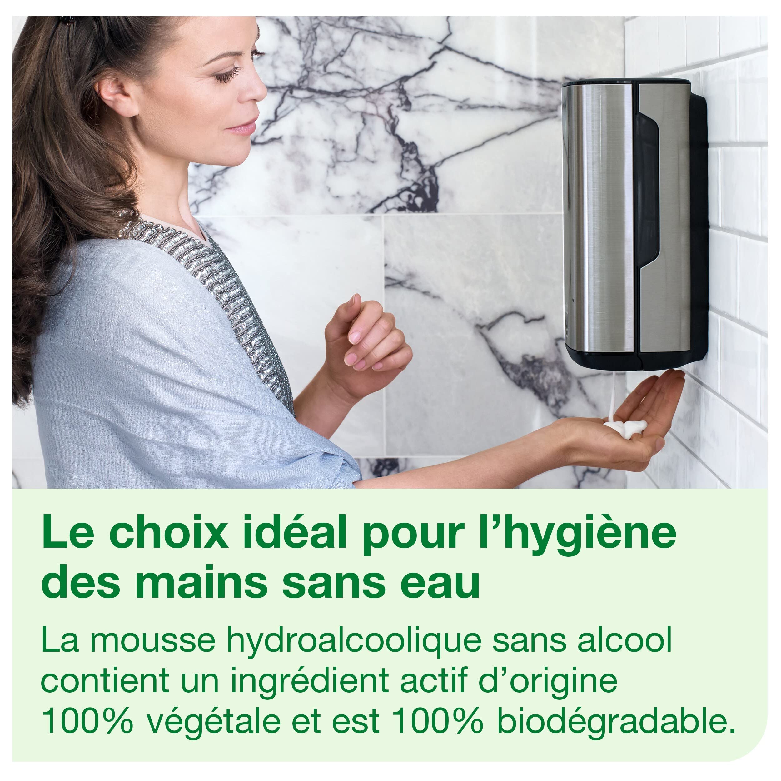 Tork Mousse désinfectante pour les mains sans alcool S4, testée sous contrôle dermatologique, 6 x 1000 ml, 520202