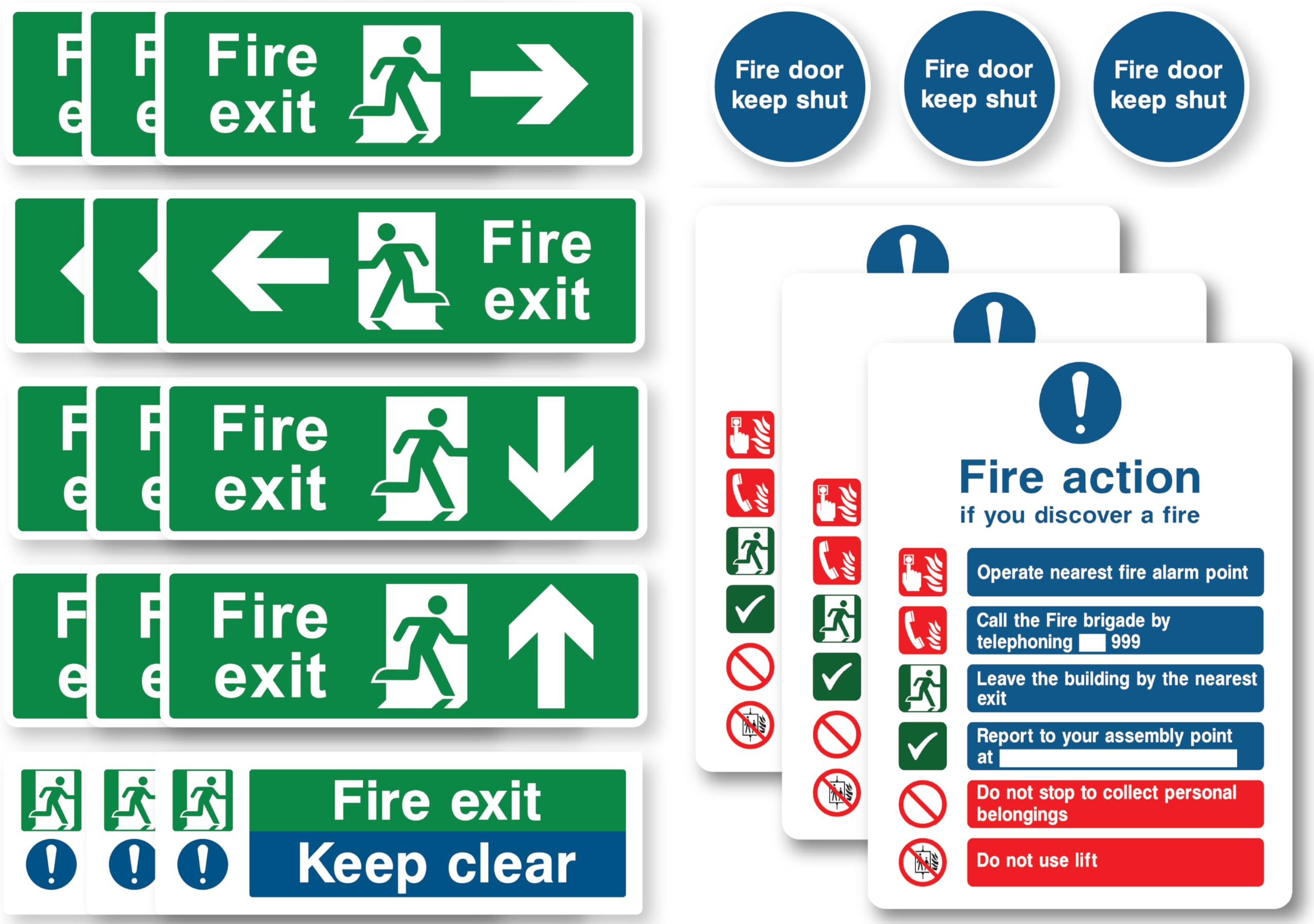 PrintR Fire Safety Sign Bundle Kit, Self Adhesive Vinyl, 21 Piece