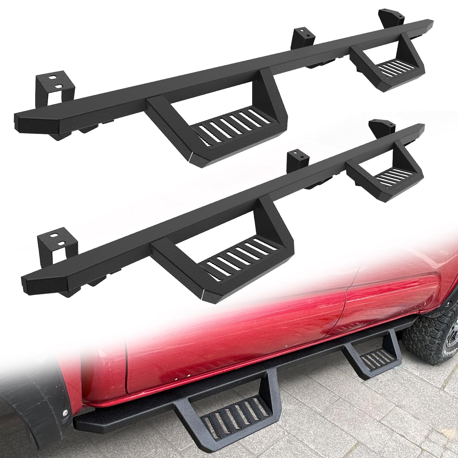 Peforway 6.5" Running Boards Fit for Toyota Tacoma 2005-2023 Double Cab Crew Cab(4 Full Size Door), Heavy Duty Drop Down Side Steps for Tacoma,Black