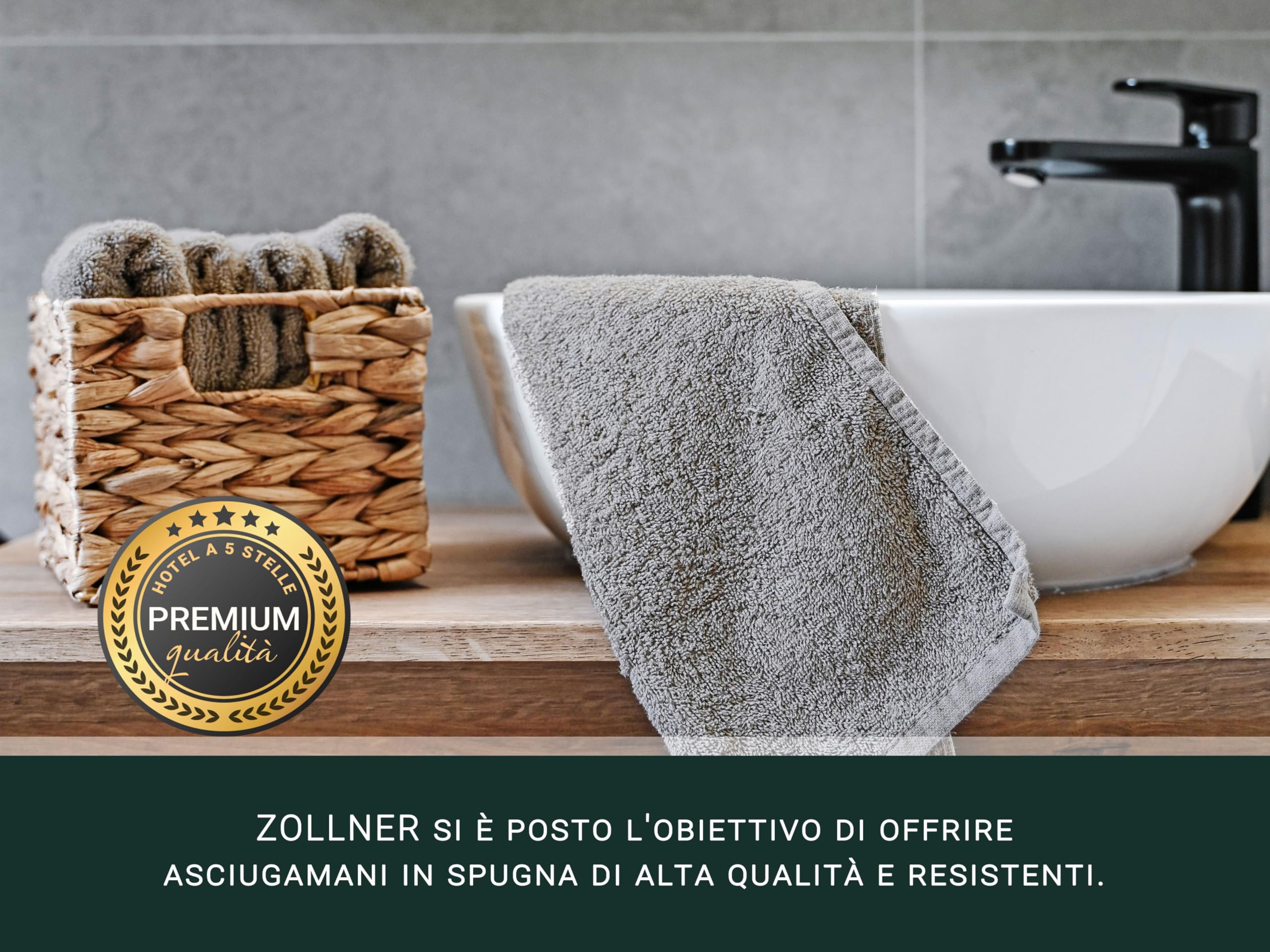 ZOLLNER 10 asciugamani per ospiti - piccole lavette morbide in 30x50 cm - lavabili a 60°C - cotone - fango - qualità alberghiera - certificat - Oeko Tex®