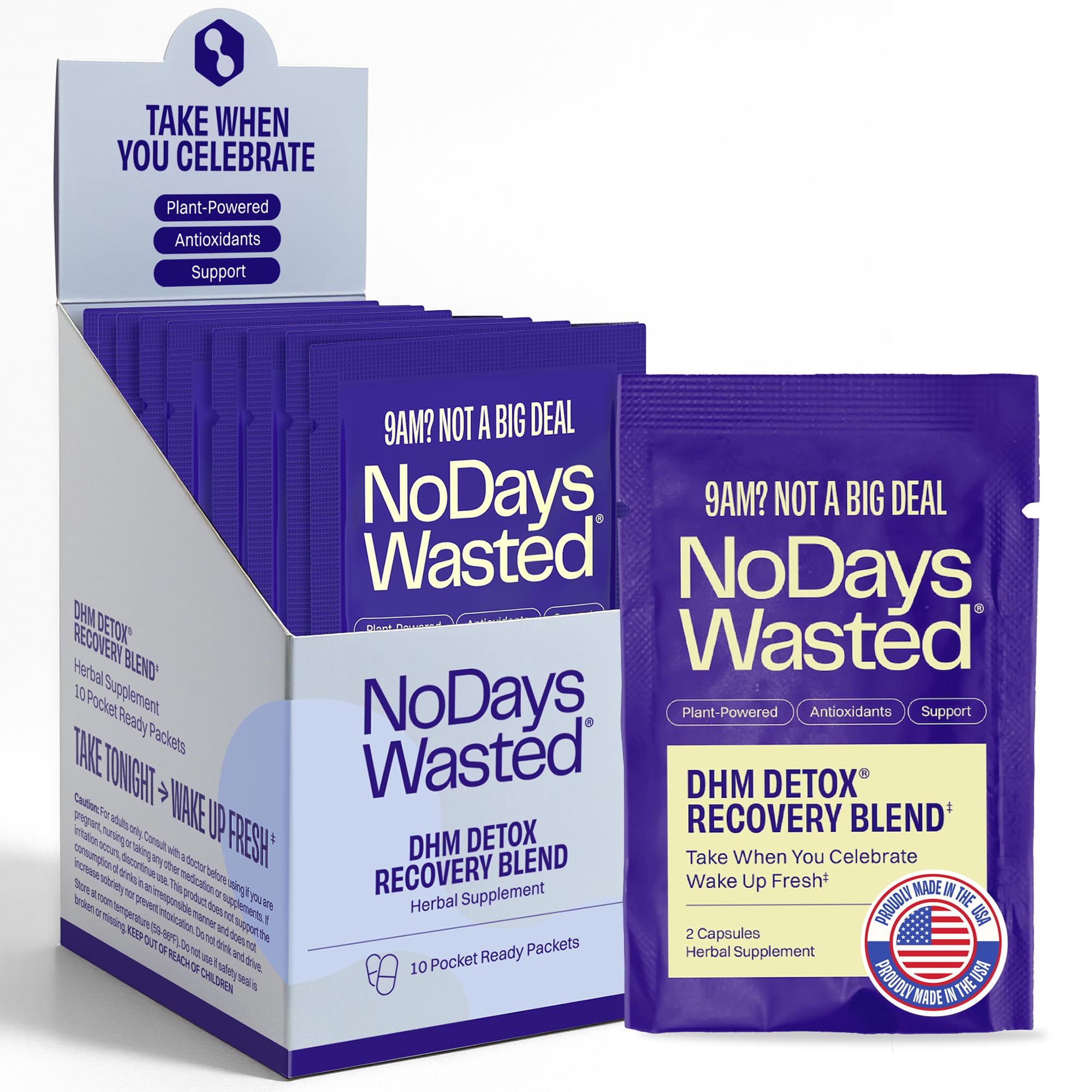 No Days Wasted DHM Detox Hangover Prevention Pills - Dihydromyricetin (DHM), N Acetyl Cysteine, Milk Thistle, Prickly Pear, Hydration Electrolytes Blend-Take After-Alcohol to Aid in Recovery