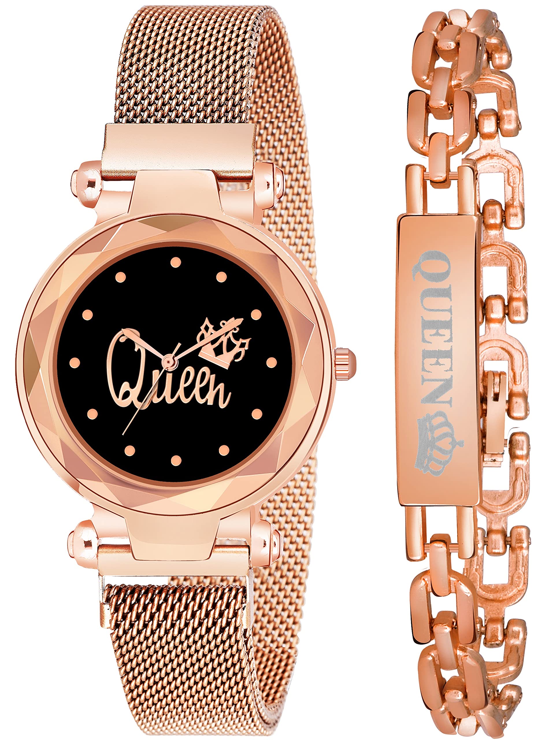 CERO Queen Magnetic Belt Watch and Bracelet Womens and Girls Watches(Pack of 2) (Gold) (B09H7K11BS) Amazon Price History, Amazon Price Tracker