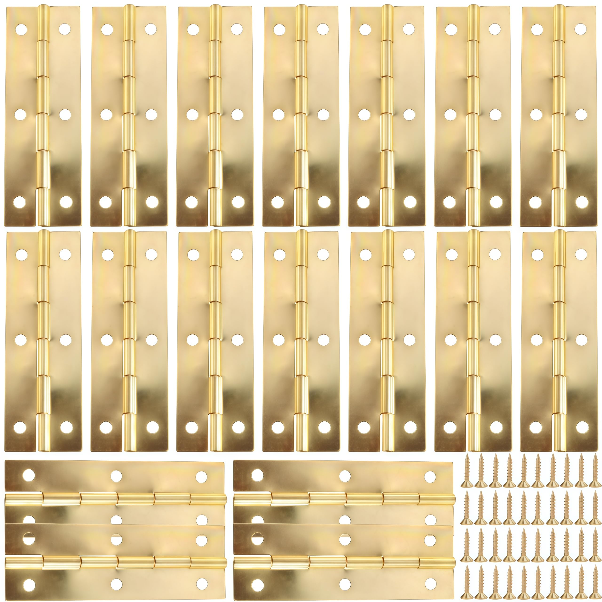 Vbnexyr Yellow Folding Hinge 18 Piece Pack Of 59 * 20Mm Long Sheet Metal Hinges 6 Hole Hinges With Screws Suitable For Boxes And Cabinet Doors