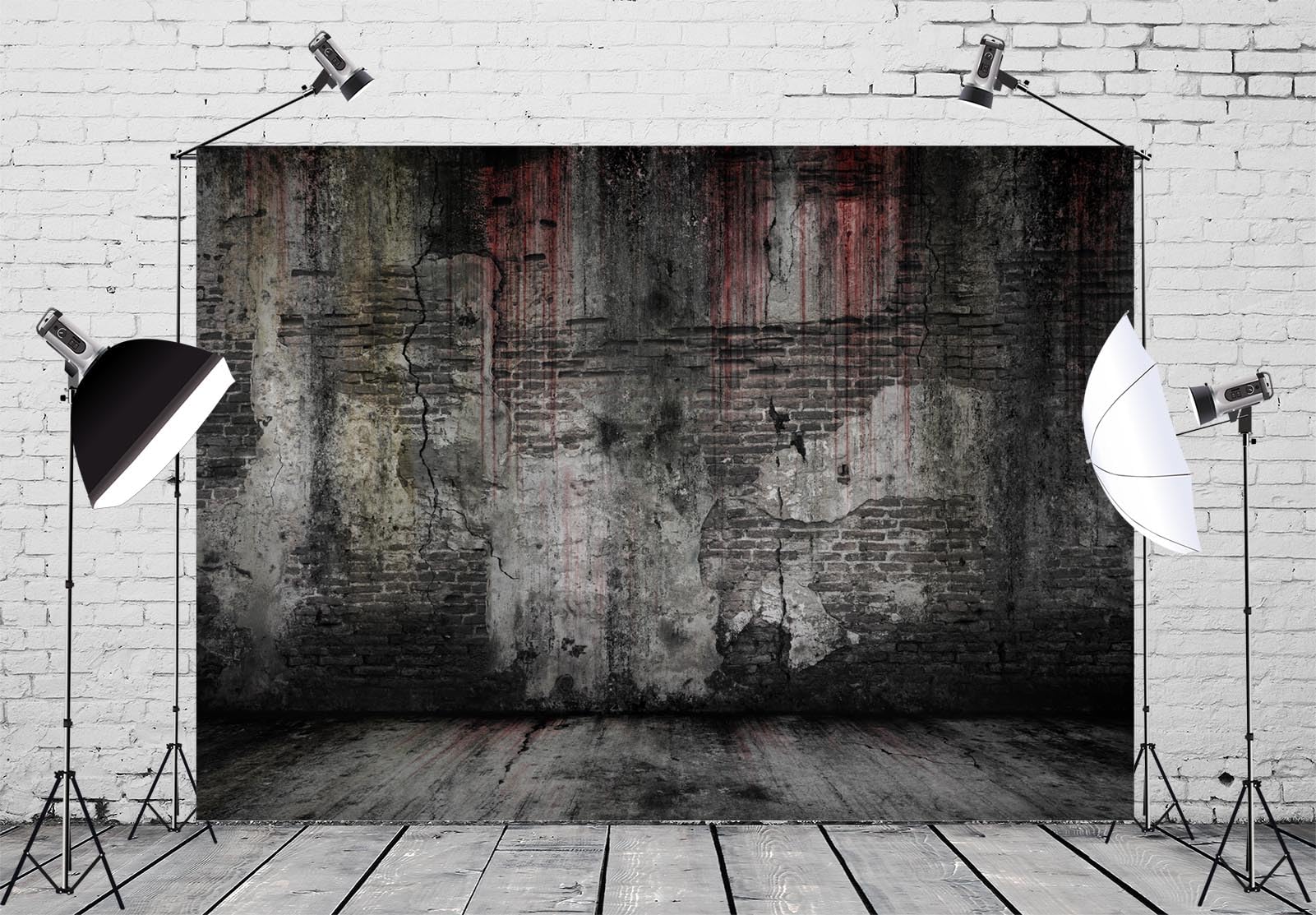 BELECO 3x2.5m Tela Espeluznante Pared Ladrillos Sangrienta Fondo Ladrillo Oscuro Antiguo con Goteo Sangre Habitación Embrujada Asesinato Crimen Horror Halloween Fiesta Decoración Foto
