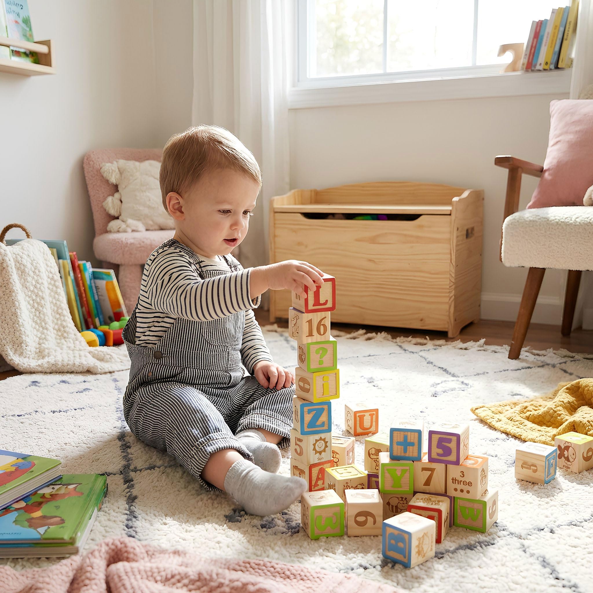 Amazon | Maximデラックス木製ABCブロック。特大サイズEngraved Baby