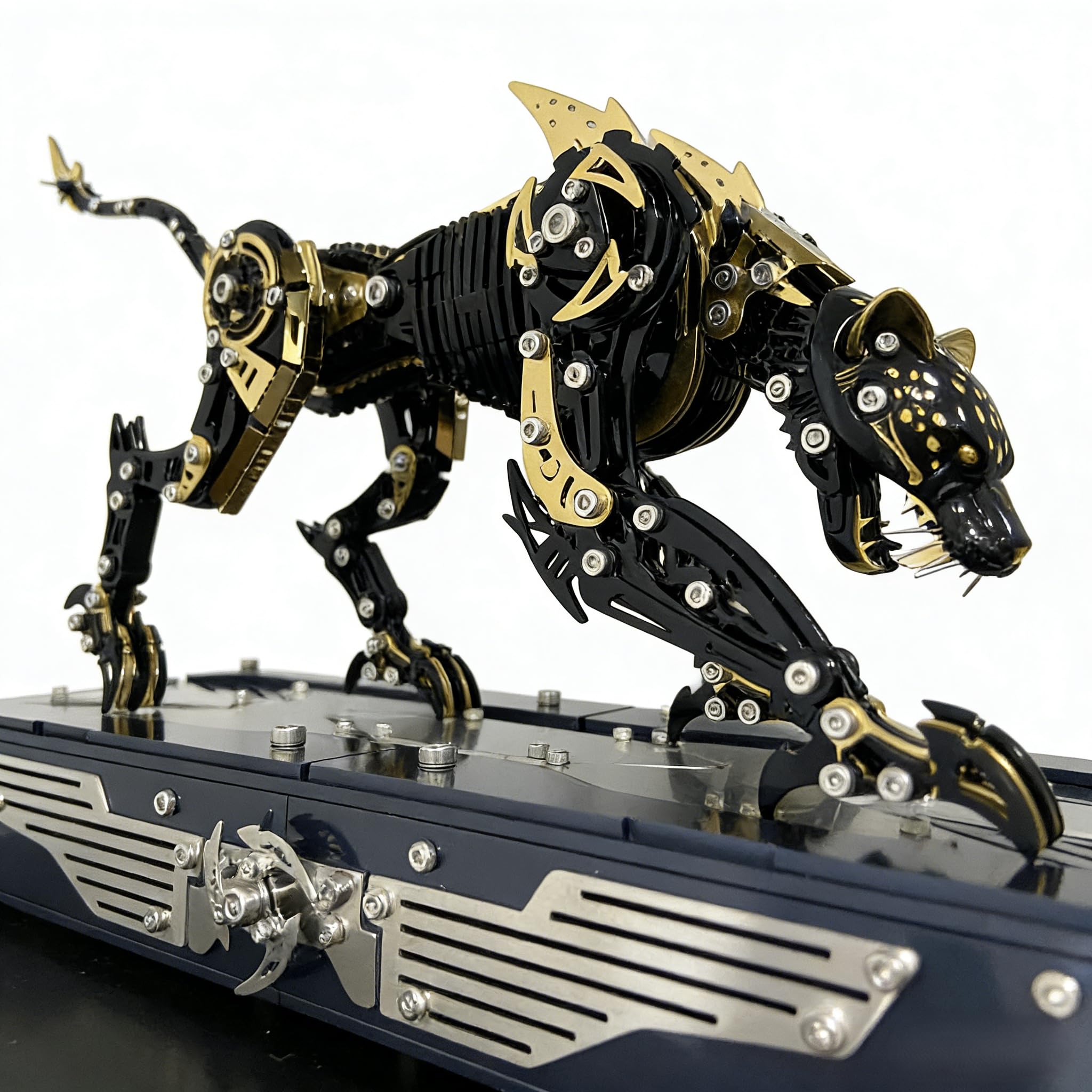 3-D Metal Cheetah Model Building Kit for Adults: Steampunk Leopard Challenge - 3-D Puzzle Jigsaw, DIY Mechanical Engineering Toy, Unique Gifts for Men & Women (Black-Golden)