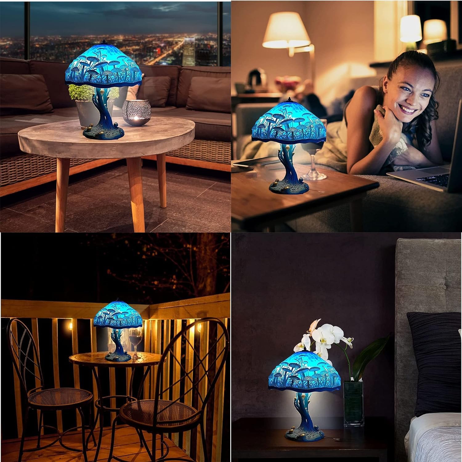 キノコ型ランプ　ステンドグラスランプ　照明 Amazon.co.jp : ステンドグラスキノコランプ、魅力的でカラフルな