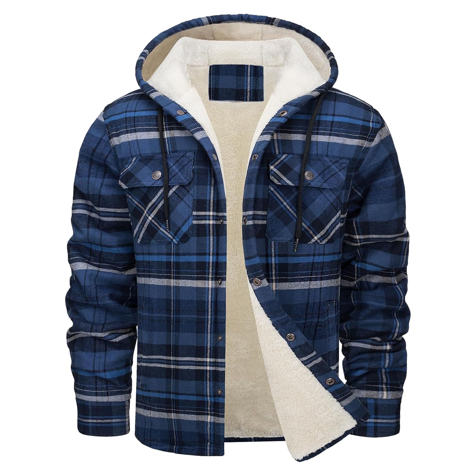 Hemdjacke Herren Holzfäller Jacke Warm Kapuzenjacke Mit Kapuze Holzfällerhemd Fleece Innenfutter Winterjacke Outdoor Karierte Winter Thermohemd Sportlich Holzfällerjacke