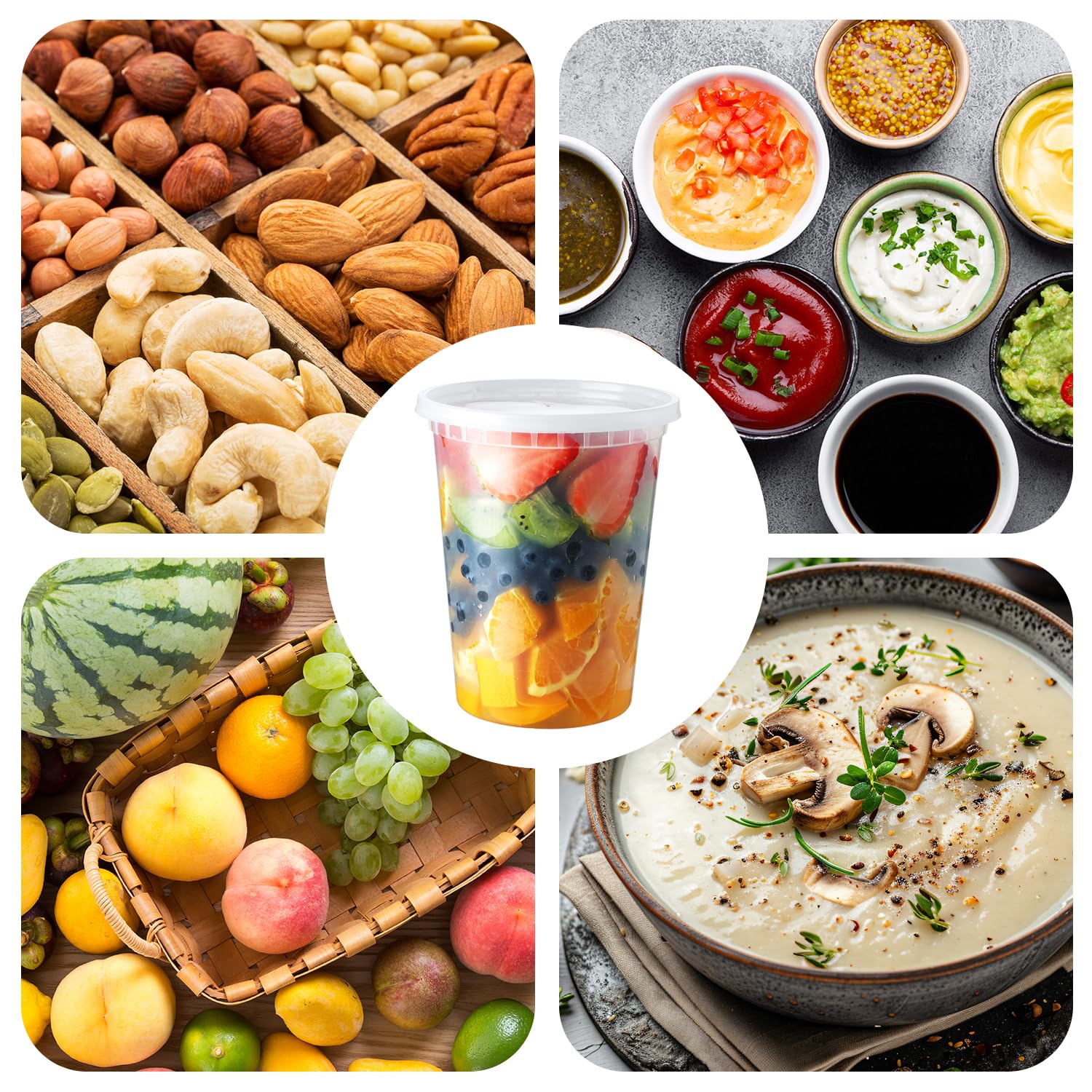 Eupako 30 cajas de preparación de comida de 32 oz/960 ml, recipientes con tapas, herméticos y aptos para microondas para sopa, oats y togo