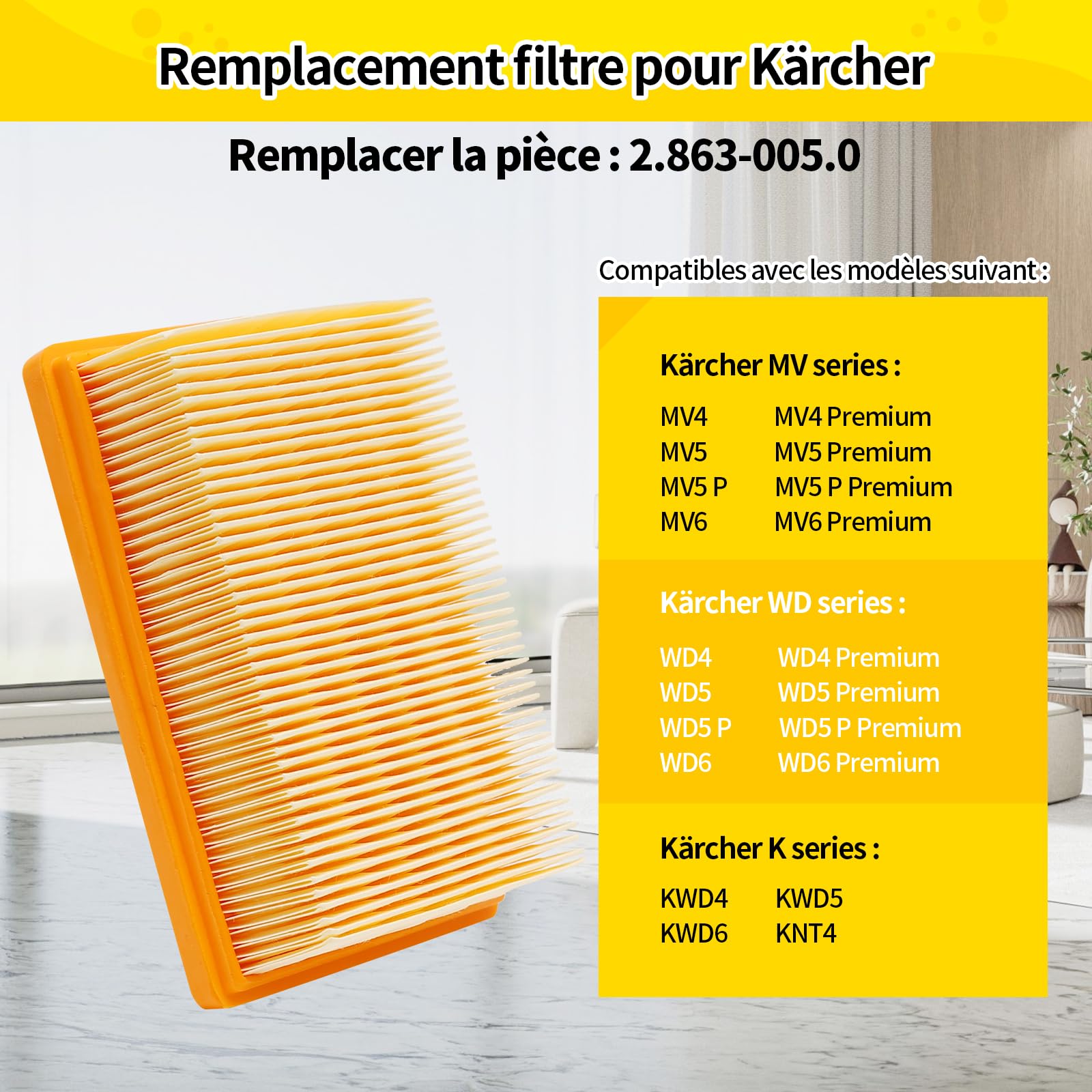 4 Filtres De Rechange Pour Kärcher WD4 WD5 WD6 MV4 MV5 MV6 P Premium - Neuf