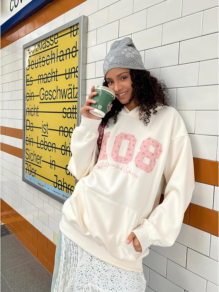 Aelfric Eden Womens Oversized Graphic Hoodies Y2k Flower