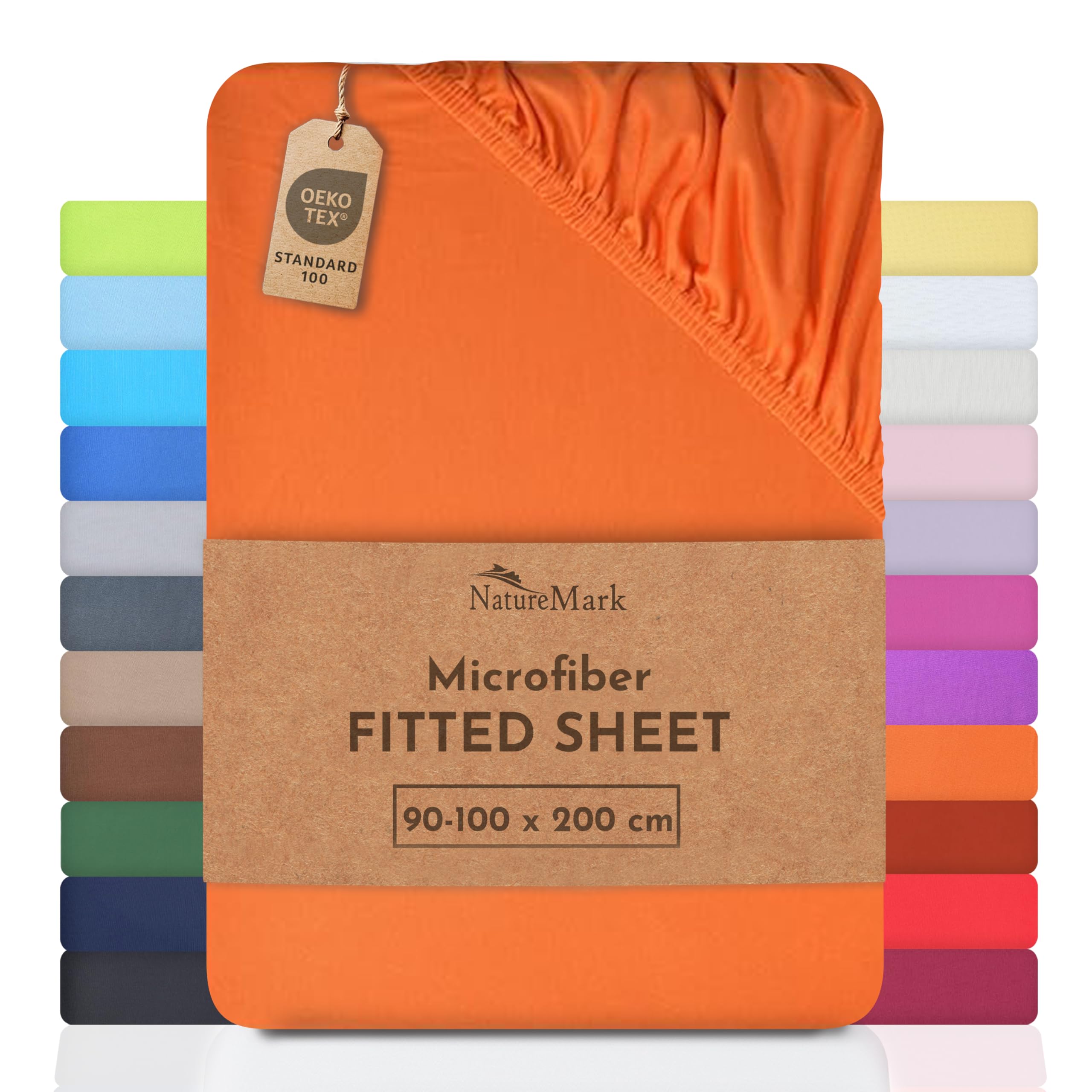 NatureMark Microfiber Fitted Sheet – Soft, Breathable & Comfortable – With Elastic Band – 90 x 200 cm – Terracotta