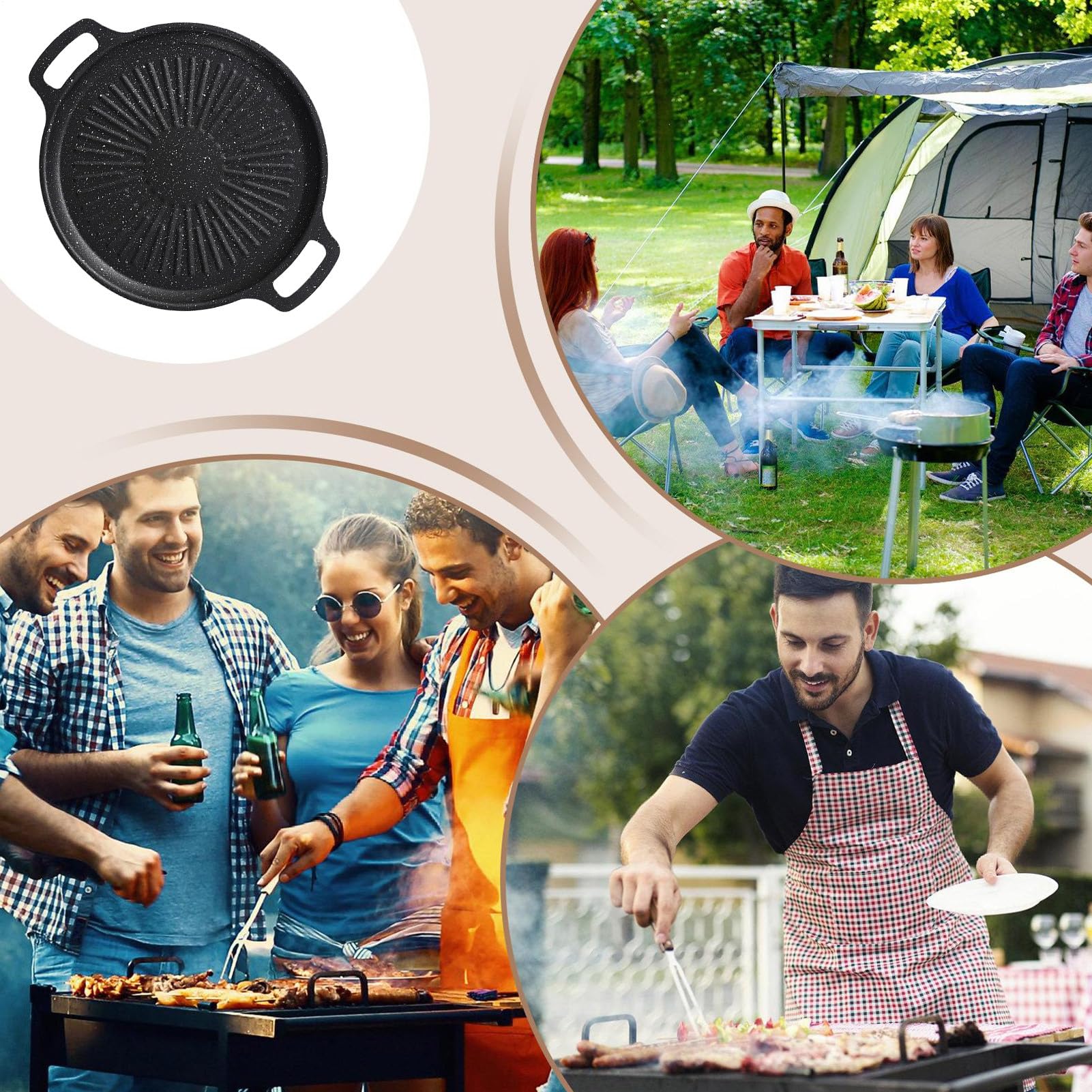 Kohlenstoffstahl Grillplatte Geriffelt,Kohlenstoffstahl Voreingebrannt Zum Braten,Grillplatte Gasgrill Und Holzkohlegrill Geeignet,Grillpfanne Groß,Kohlenstoffstahlpfanne Und Bratpfanne,Ø:30cm