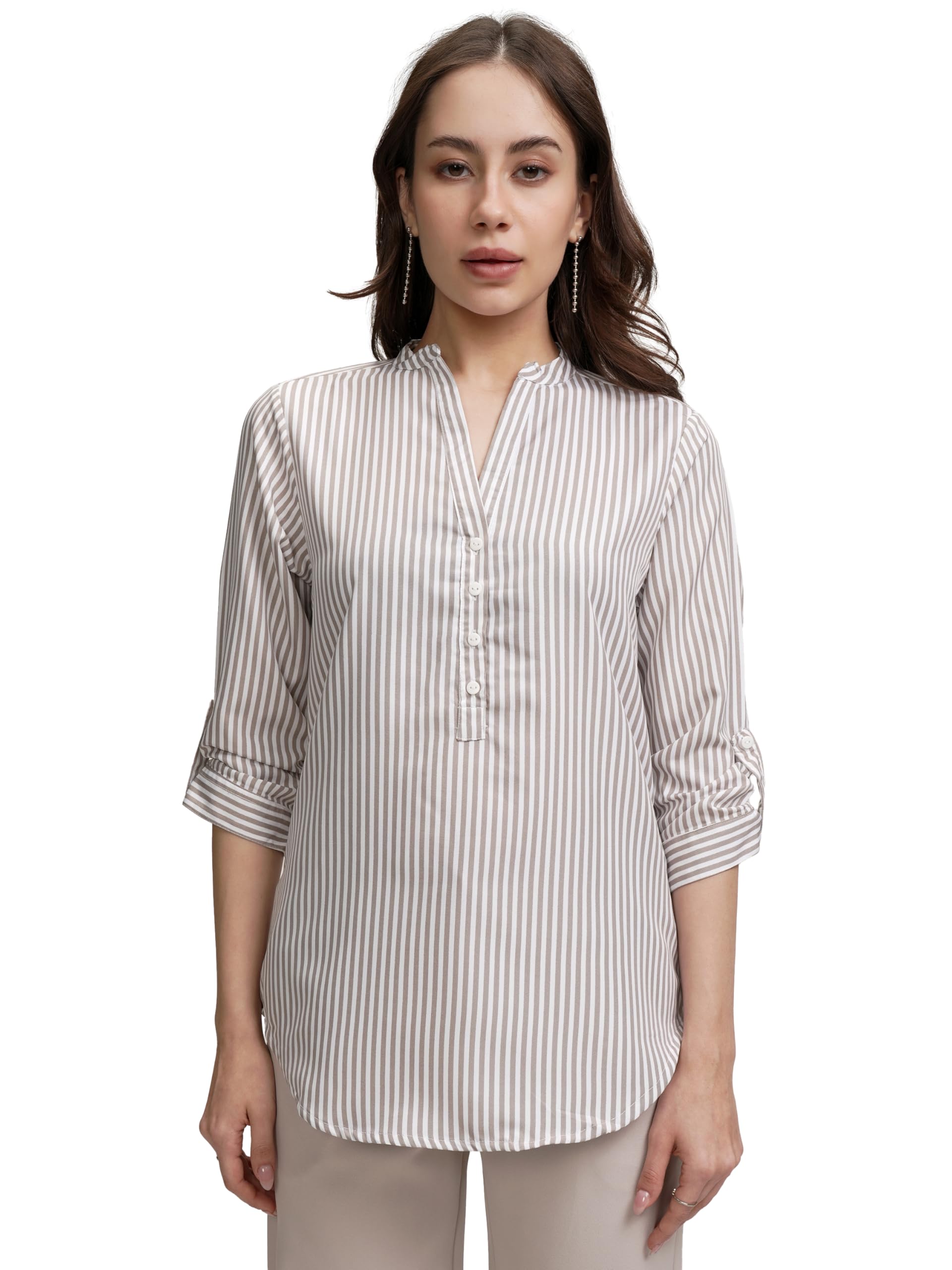 tokyo talkies Women's Colorful Striped Shirt-Style Top | Colorful Accents with A Relaxed Yet Structured Fit for A Fresh Look | Tops for Woman | Women Tops | Stylish Top-picture-24