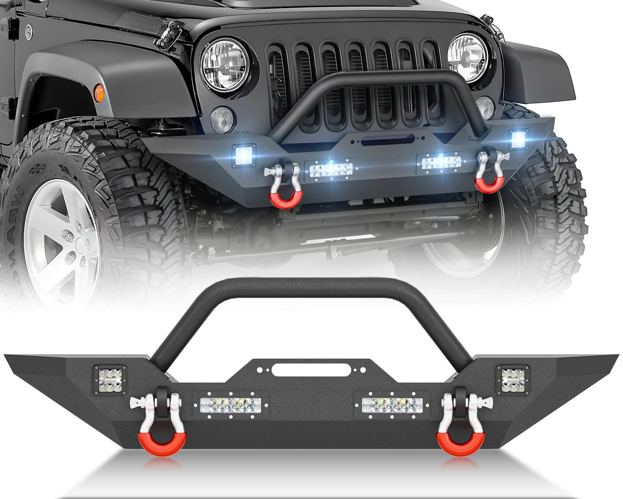 YZONA Bull Bar Front Bumper Compatible with Jeep JK JKU Unlimited 2007-2018