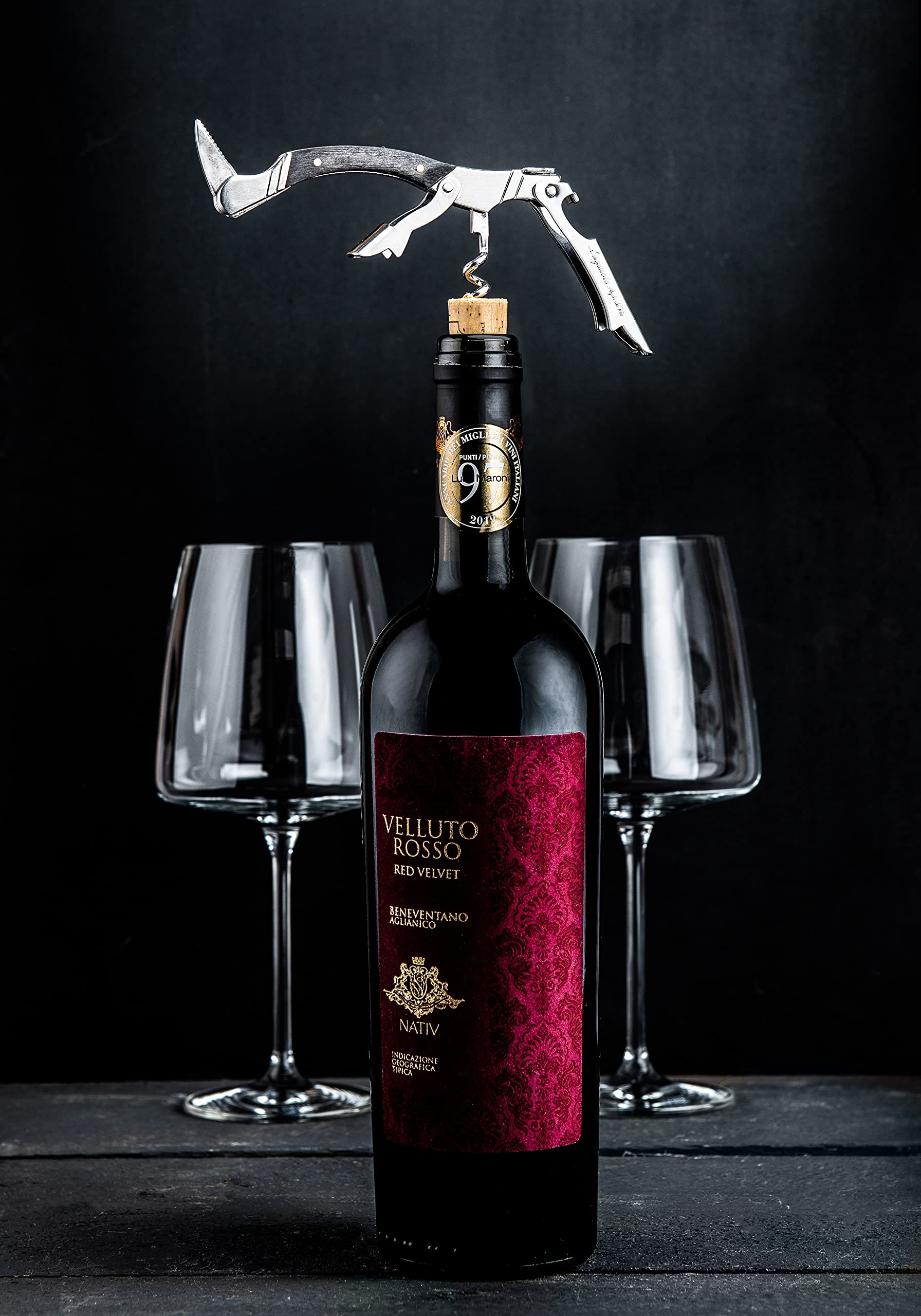 Laguiole Style de Vie cavatappi, apribottiglie con taglierina, sommelier, in Legno Pakka