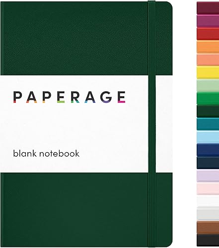 PAPERAGE Cuaderno de diario en blanco, 160 páginas, tamaño mediano de 5.7 x 8 pulgadas, papel grueso de 3.53 ozm, tapa dura