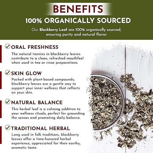 Miniatura 4 de Organic Way Hoja de mora seca entera (Rubus fruticosus) - Cosecha silvestre europea  Certificado orgánico y Kosher  Crudo, vegano, sin OMG y sin