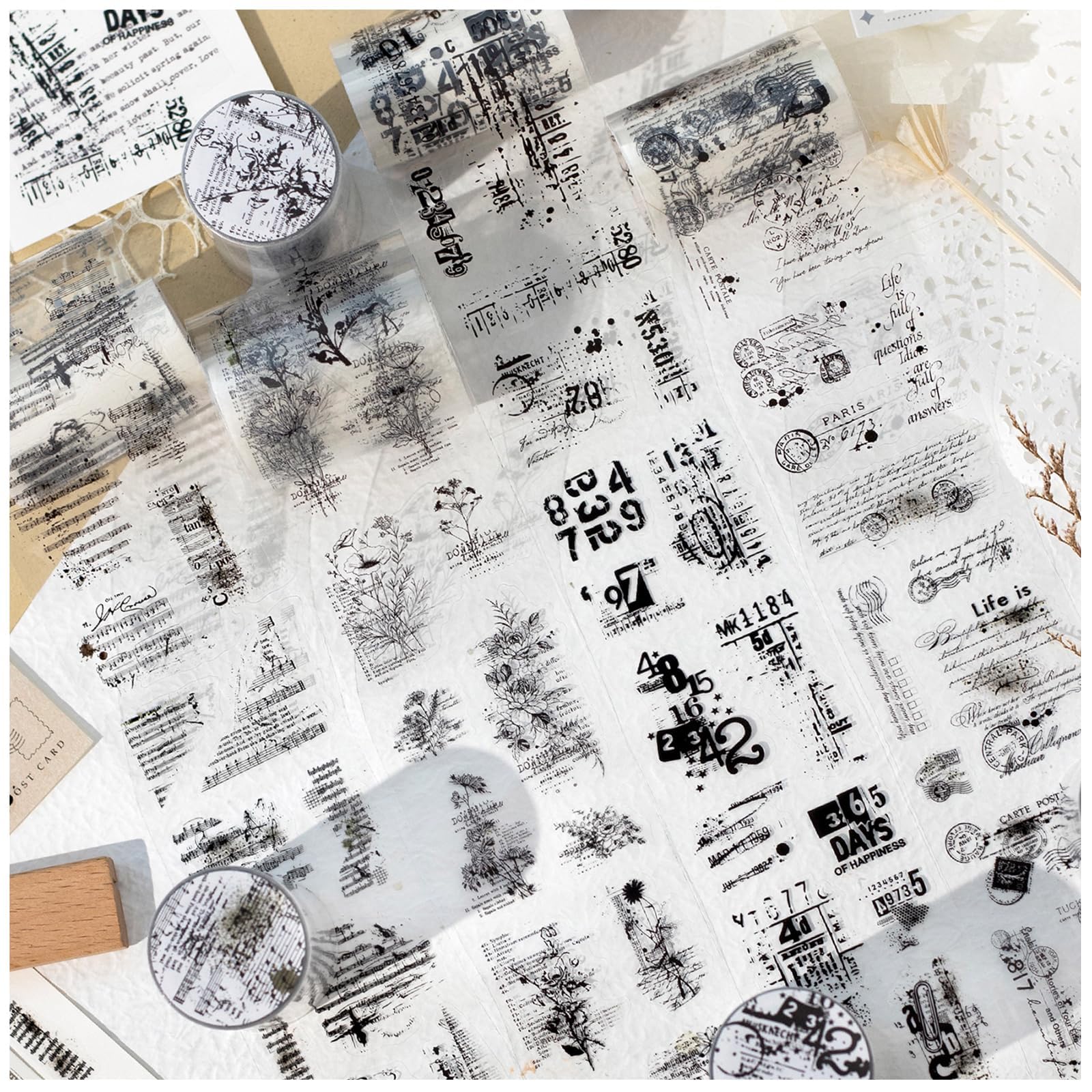 【美品】大容量　まとめ売り　コラージュ素材　ペーパー　マスキングテープ Amazon.co.jp: シール コラージュ 素材 テープ型 ロール フレーク