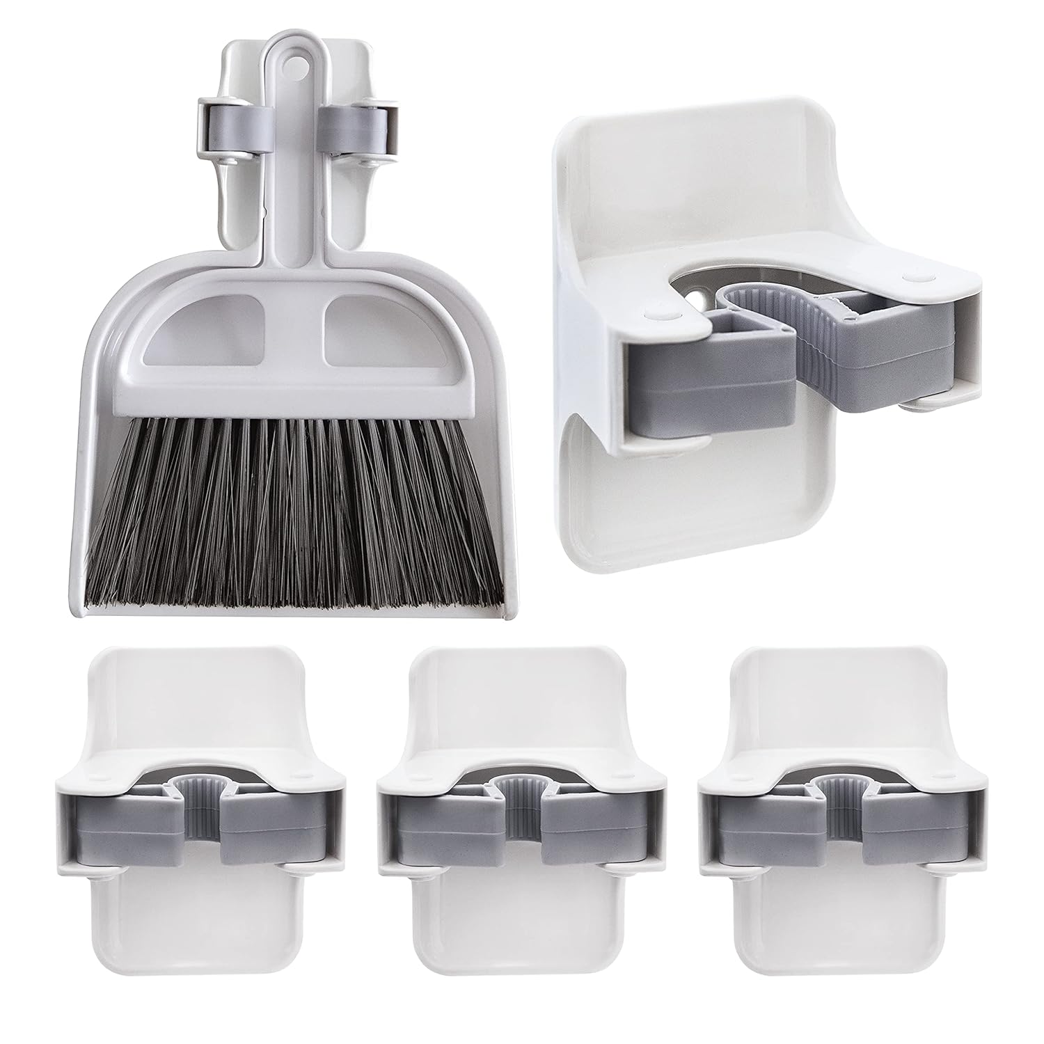 Berry Ave Broom Holder & Mop Grippers [5Pack] Self Adhesive, No