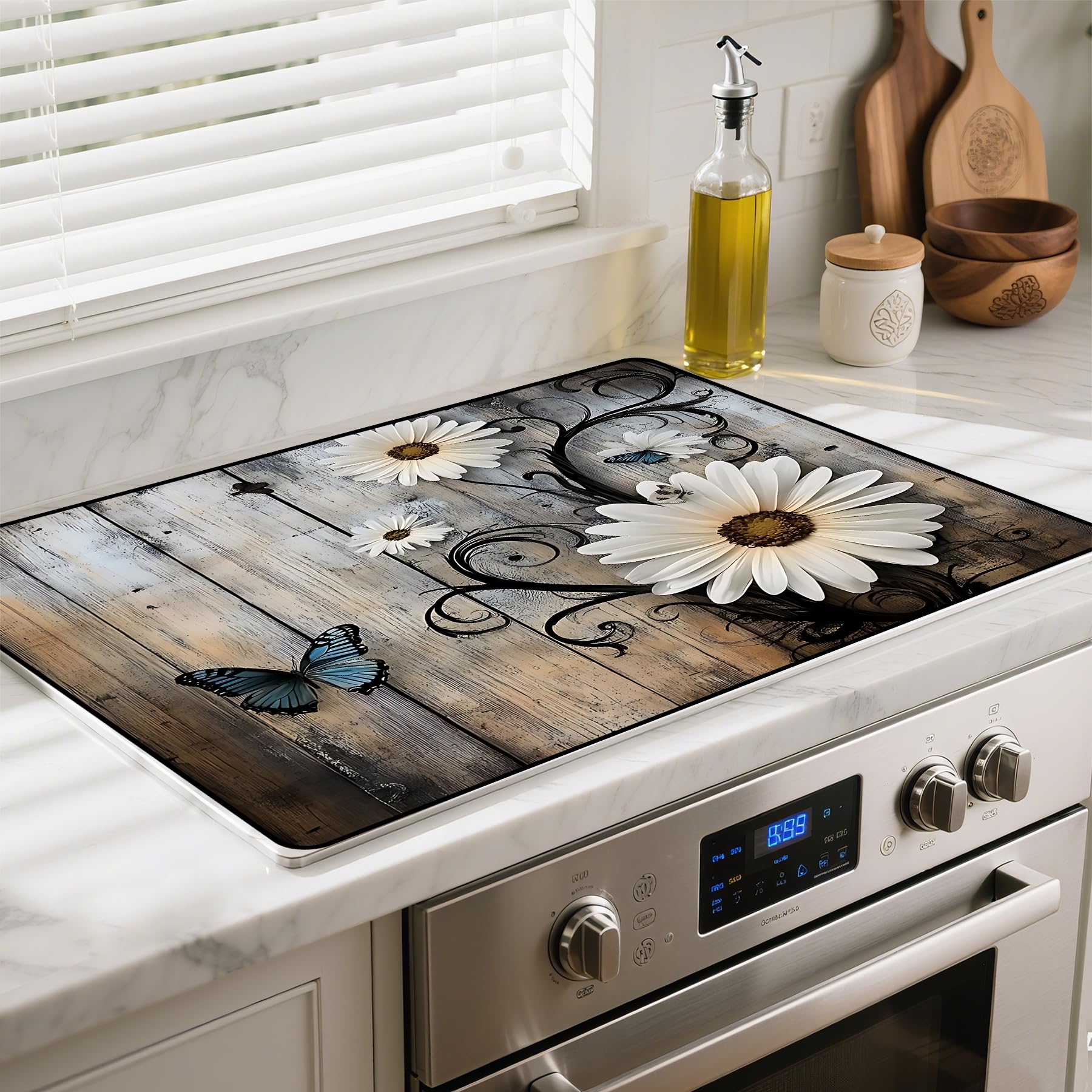 Stove Top Cover for Glass Electric Stove (Daisy, 30" x 21")