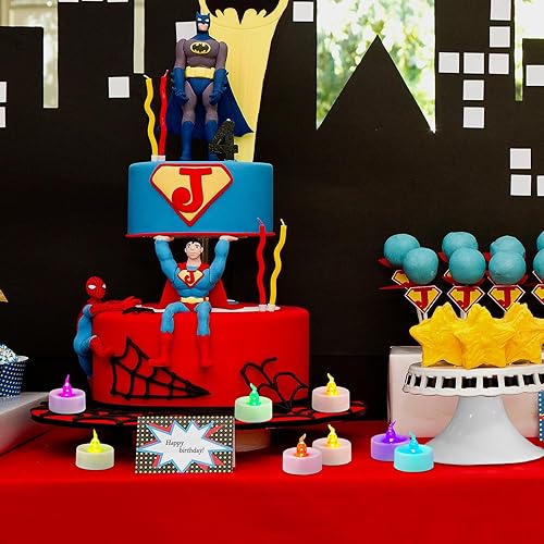 Miniatura 9 de Yakpo Paquete de 24 velas de té LED que cambian de color, funciona con pilas, luces votivas eléctricas parpadeantes sin llama, velas LED coloridas a