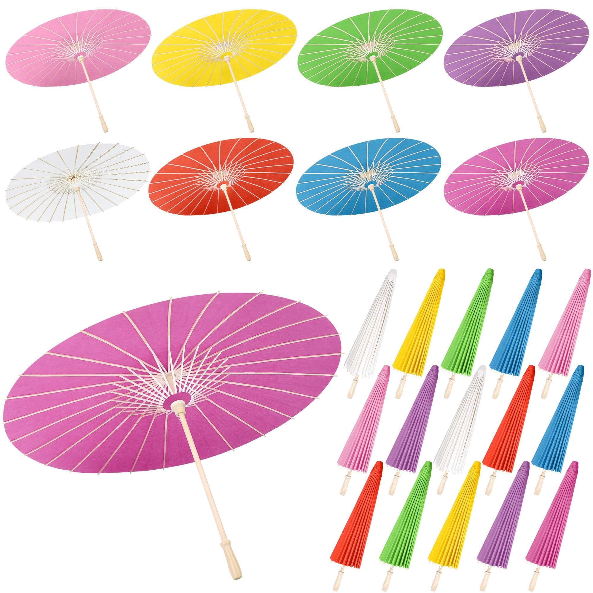 Aodaer Papierschirme, chinesischer japanischer Sonnenschirm, 84 cm, dekorativ, geöltes Papier, Basteln, für Hochzeit, Brautparty, Dekoration, Fotografie, Requisiten, 8 Farben, 24 Stück