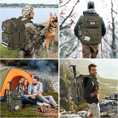 Miniatura 7 de Mochila táctica de 25L para hombres, mochila militar resistente Molle Army grande Rucasack, mochila portátil de viaje (verde)