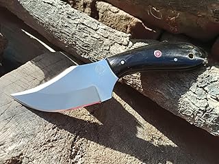 Hunting and Camping Knife, 7" Stainless Steel Blade, Horn Handle with Leather Sheath - KNIVES KING