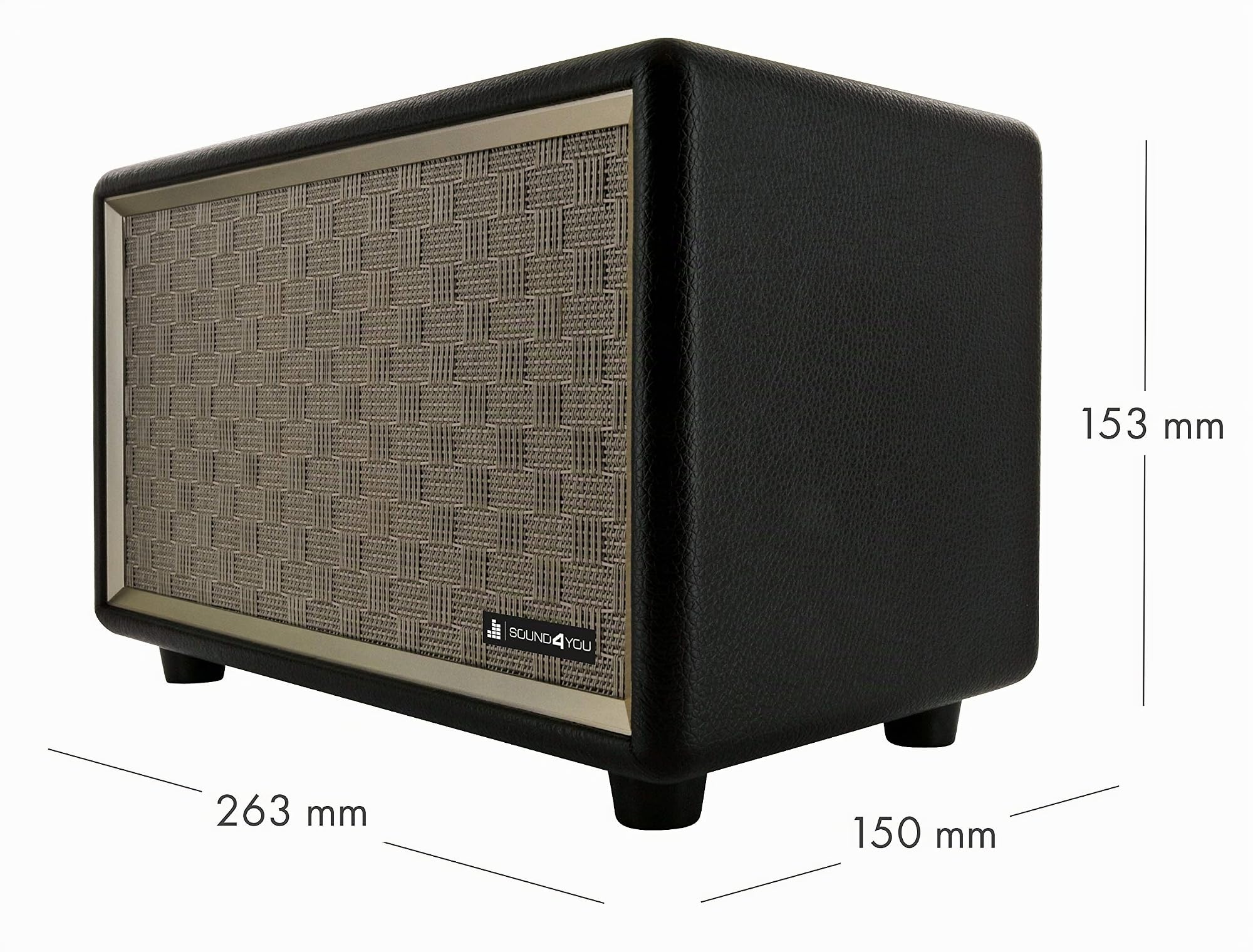 SCHWAIGER 661705 Enceinte Bluetooth rétro Enceinte Vintage Aspect Cuir Boîtier Bois Batterie HiFi Boîte à Musique INCL. câble Jack Câble Micro-USB Noir