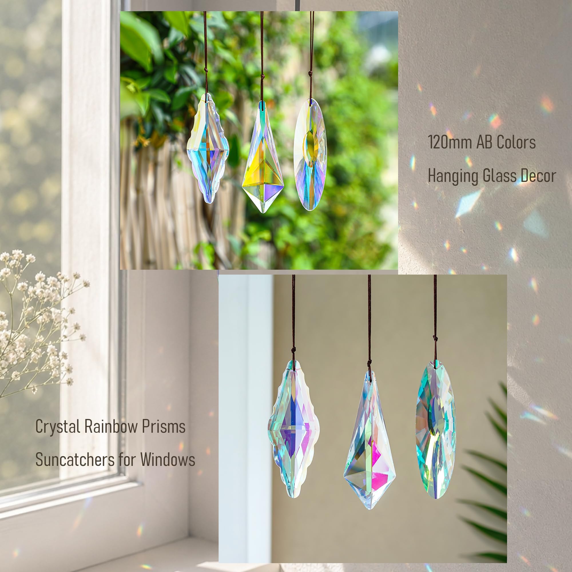 2 Prismas De Cristal AB De 120 Mm – Colgantes Para Ventana, Crea Arcoíris Y Decoración Con Atrapasueños