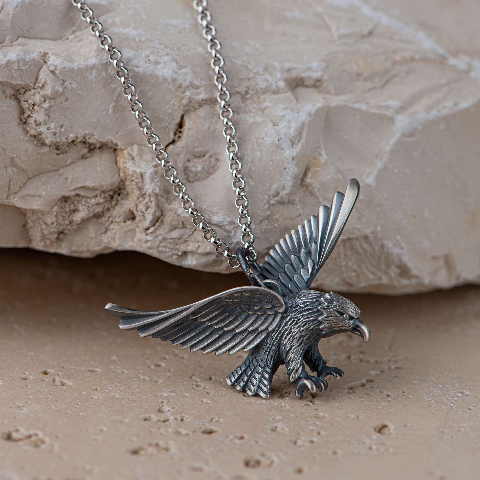 Herren-Anhänger Adler massiv inkl. Kette 55 cm 925er Sterlingsilber AMZ0515