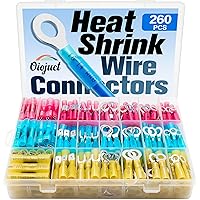 Vista 1 de 260 piezas de kit de conectores de cable termorretráctil - Conectores eléctricos marinos y automotrices - Juego de terminales de crimpado