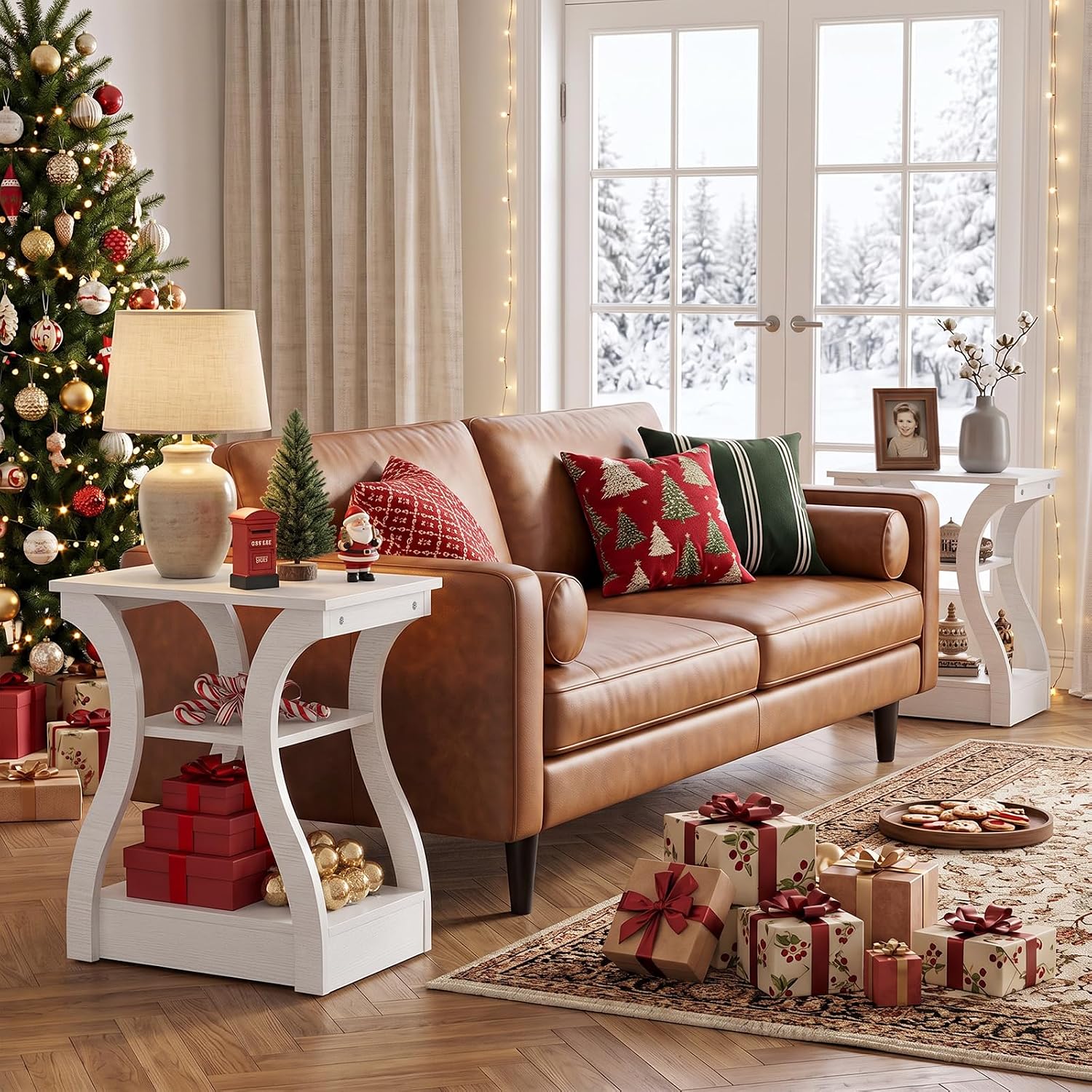 End Tables Living Room, White End Table, Night Stands for Bedrooms set of 2 image 5