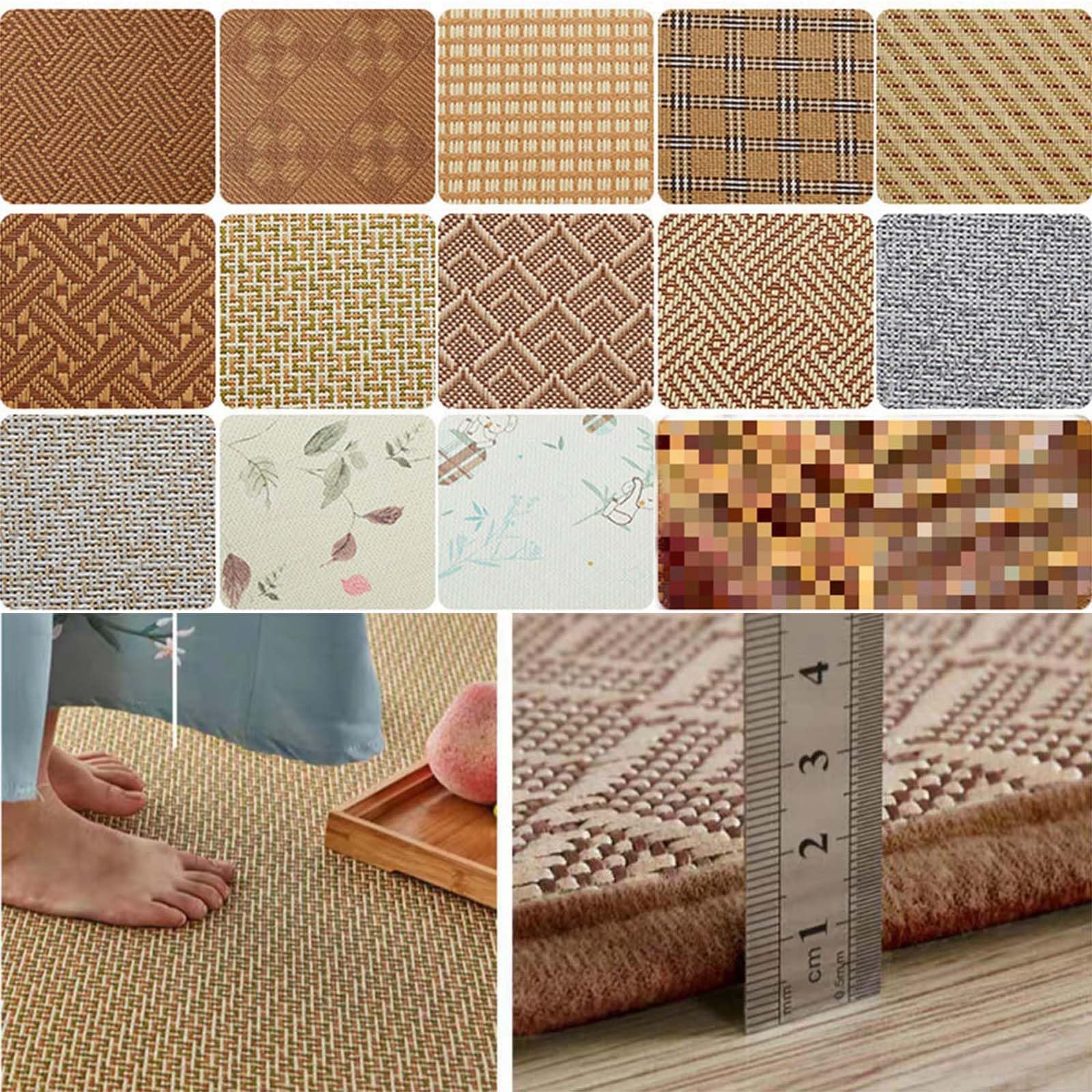 Tatami Japonais Traditionnel pour intérieur, Tapis antidérapant Confortable, pour Salon, Salle de Jeux, Chambre à Coucher,008,60 * 180cm