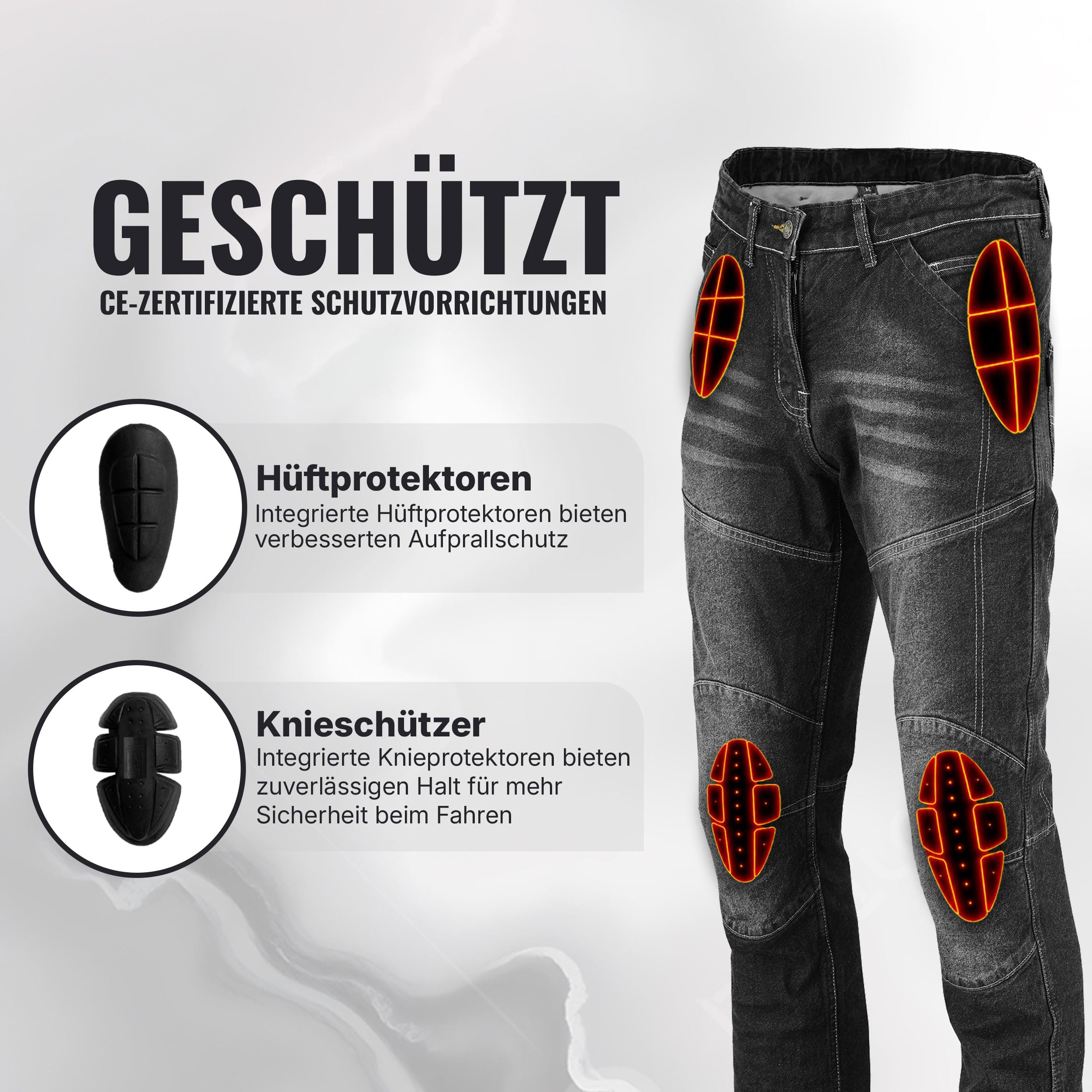 Motorradhose Herren, Motorrad Jeans Damen Aus Aramidfaser, Unisex Motorrad Schutzhose Hose Mit Protektoren CE-geprüft nach EN 17092-3:2020