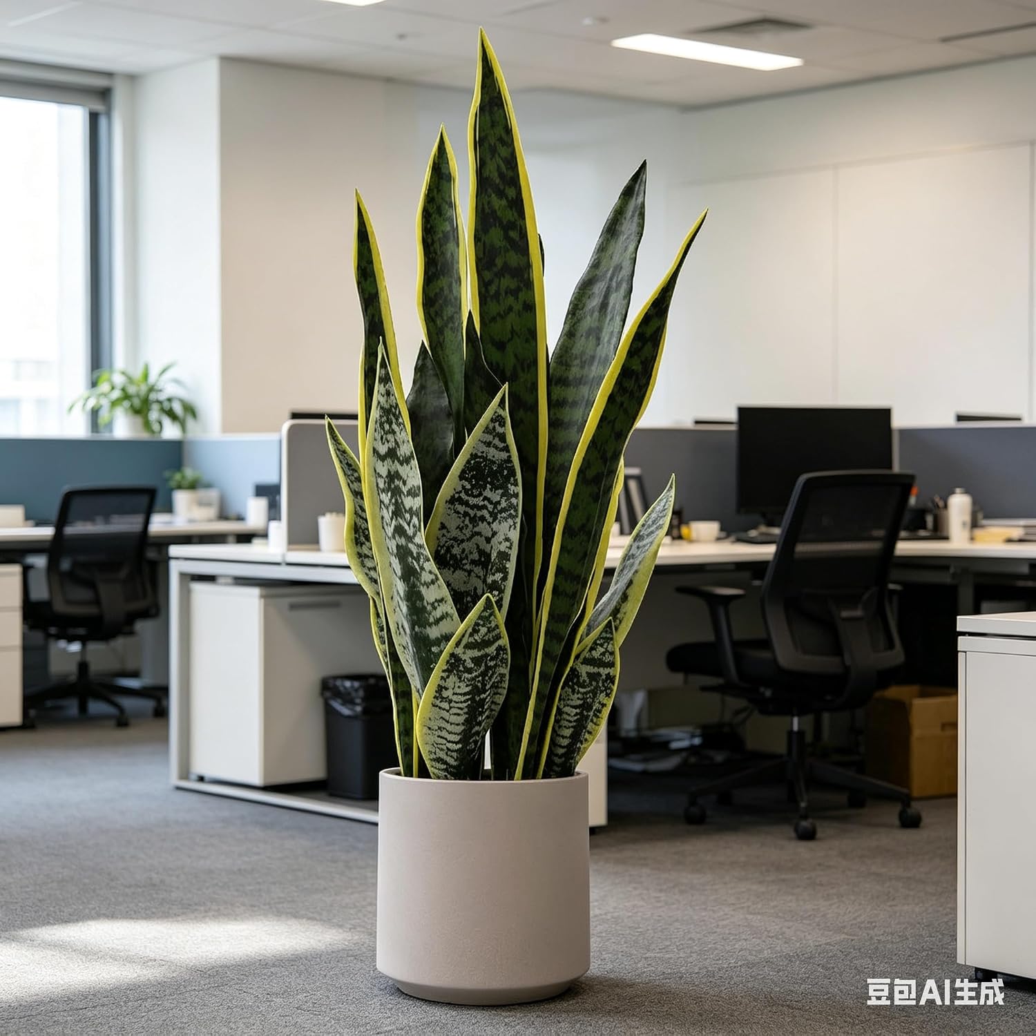ATZXVIM Artificial Snake Plant 26.5" Tall Faux Sansevieria Plant with Pot Fake Potted Plant for Home Living Room Office Indoor Outdoor Decor