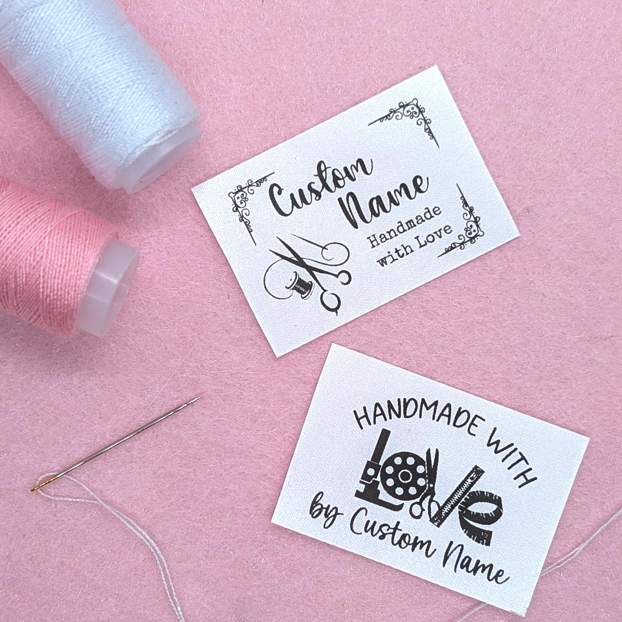 Fashewelry 100pcs Flower Sewing Labels – Satin Tags For Handmade Clothing, Knitting, And Crafts - View #2