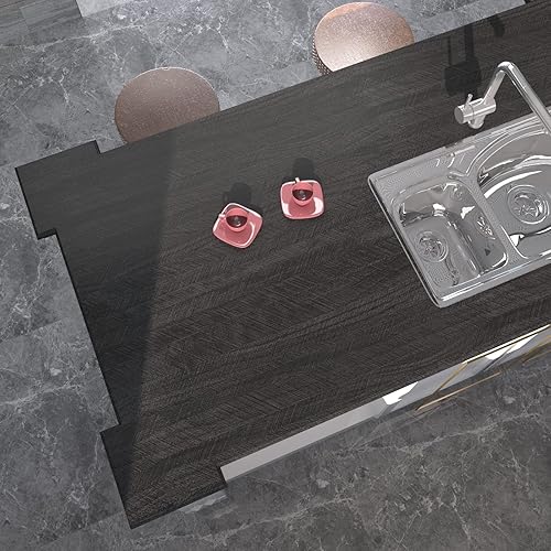 Miniatura 2 de VIOPVERY Papel tapiz de madera de 15.7 x 393 pulgadas, papel de pared de grano de madera negro, impermeable, fácil de quitar, película autoadhesiva