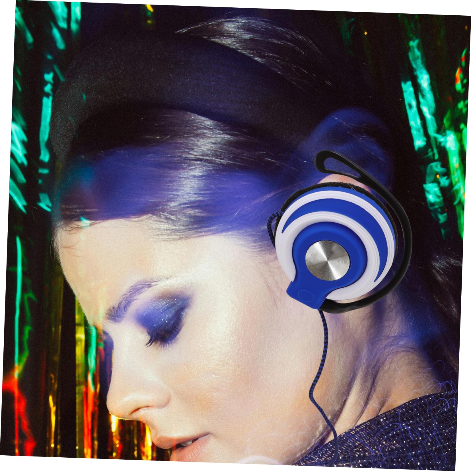 BESTonZON 2 Cuffie Stereo Auricolari Clip Con Gancio Orecchio Cablato Compatibile Blu Ergonomiche con Suono Surround e Cavo Resistente