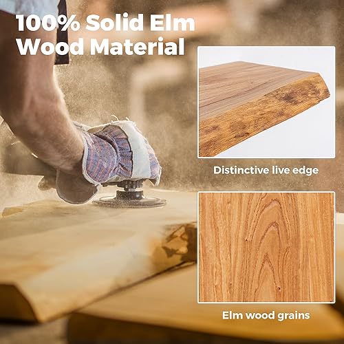 Miniatura 4 de RICHFOCUS Live Edge - Estantes flotantes de olmo, 30 pulgadas de ancho x 9.3 pulgadas de profundidad, estantes de pared de madera maciza rústica con