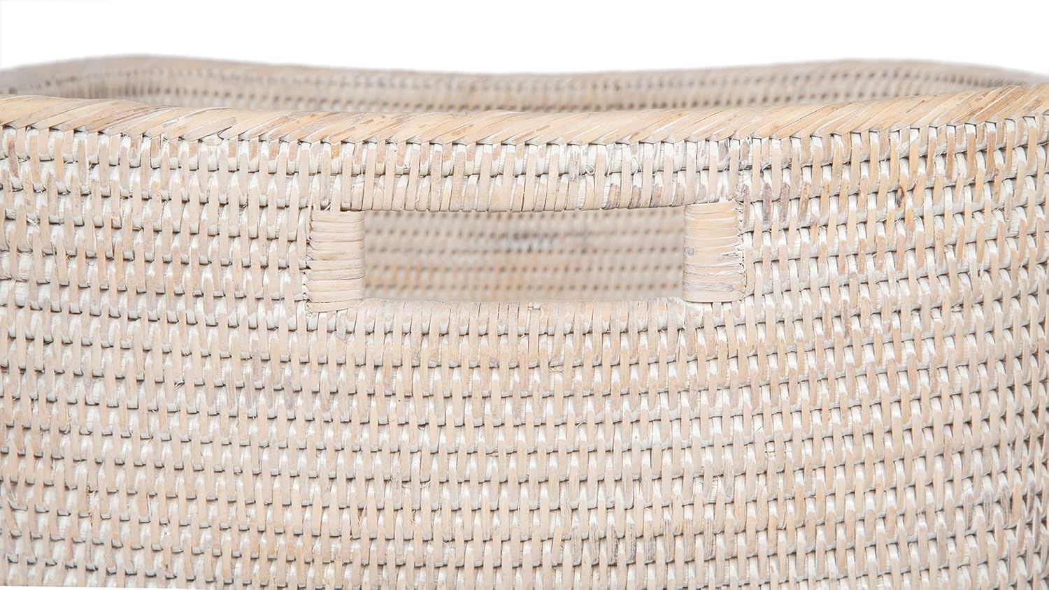 La Jolla Rattan Oblong Storage Basket White Wash Large
