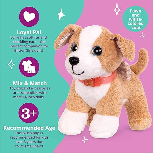 Miniatura 4 de Glitter Girls – Perro de peluche – Accesorio para mascotas de cachorro para muñecas de 14 pulgadas – Juguetes, ropa y accesorios para niñas de 3