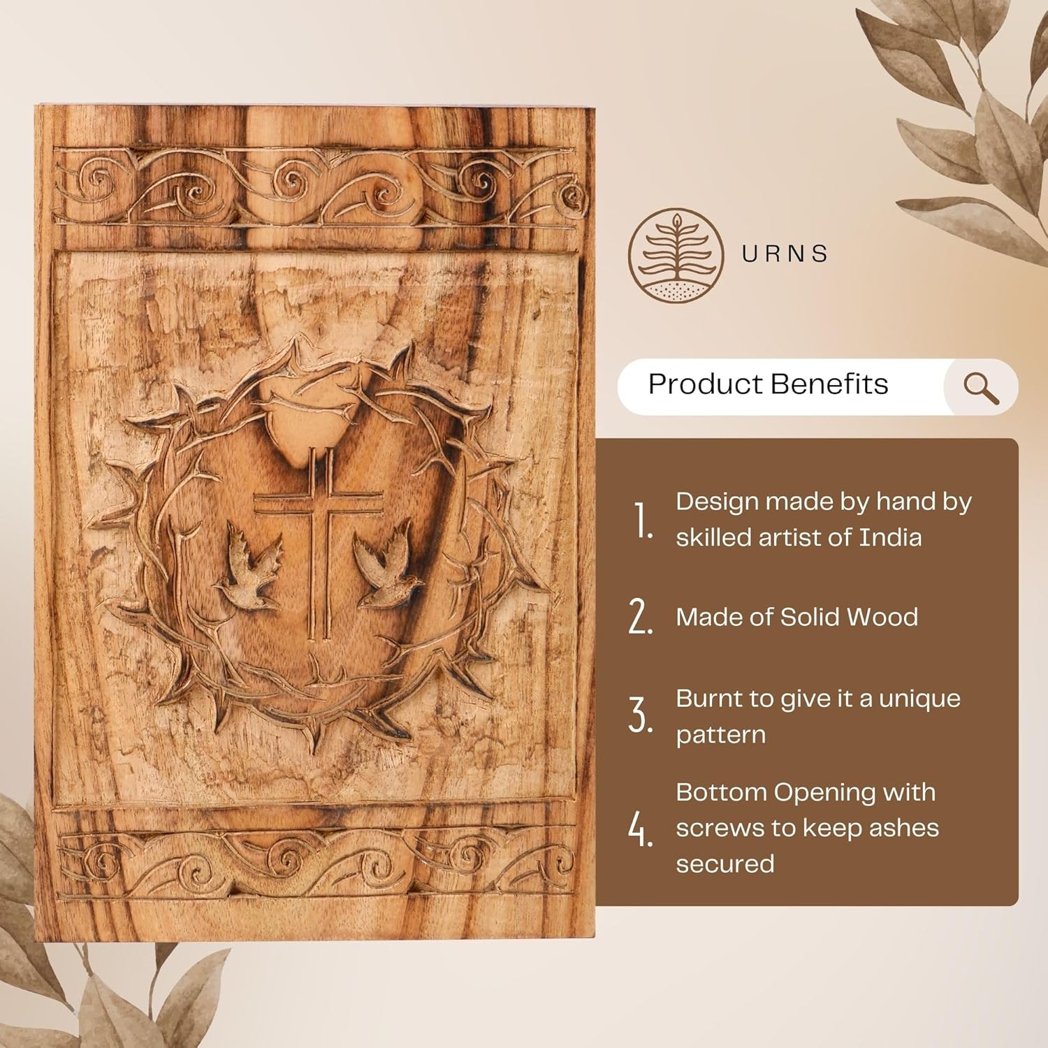 Cremation Urns for Human Ashes Adult Woman Men - Handcarved Decorative Memorial Funeral Burial Urn for Ashes Male Female Dad Mom - Large up to 250 lbs - Funeral Favors Burial Urns Hashcart® - Image 3