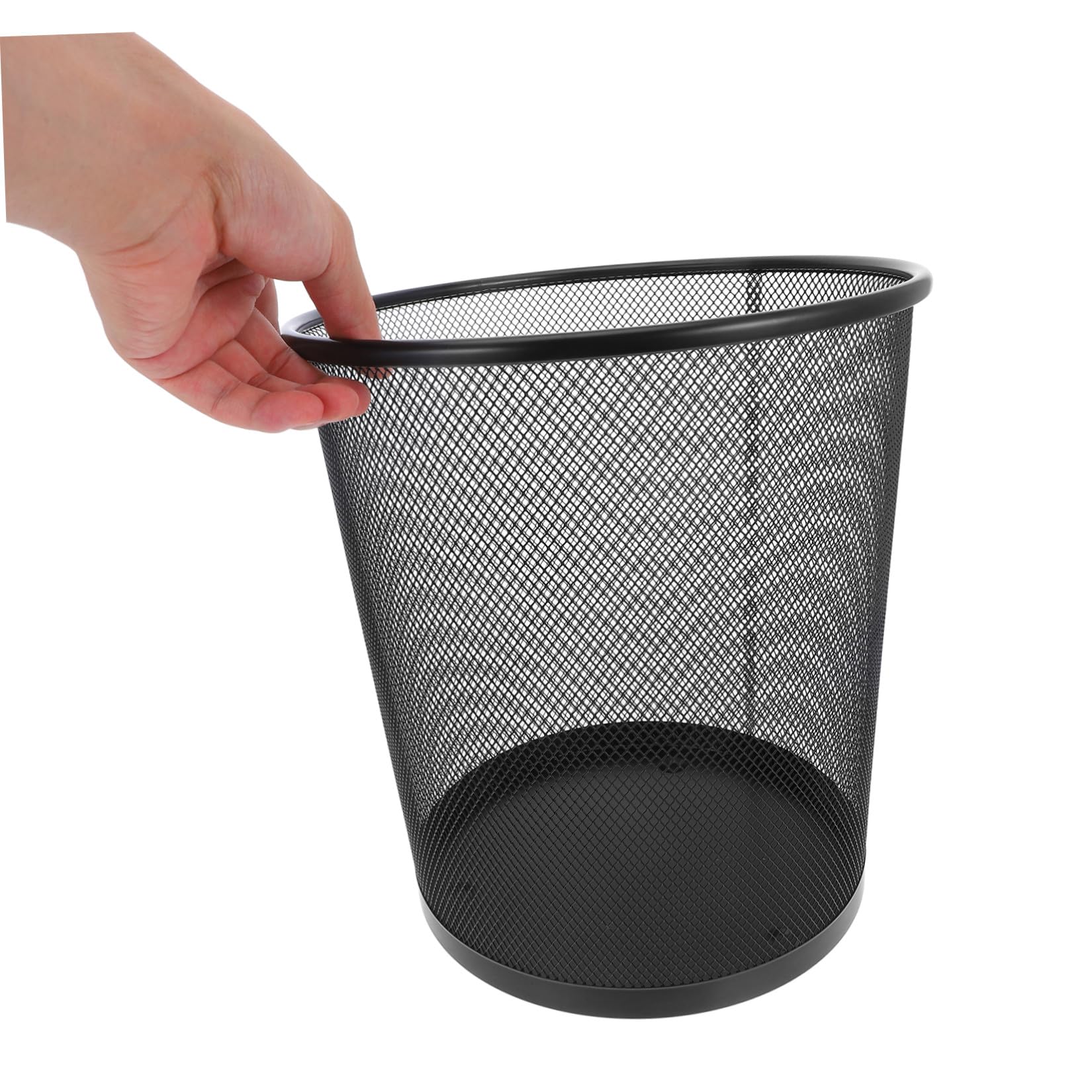 CALLARON 5 Pezzi Cestino per Rifiuti in Metallo Nero da 9 l Rete, Design Rotondo, Facile da Pulire, per Cucina, Ufficio e Riciclaggio