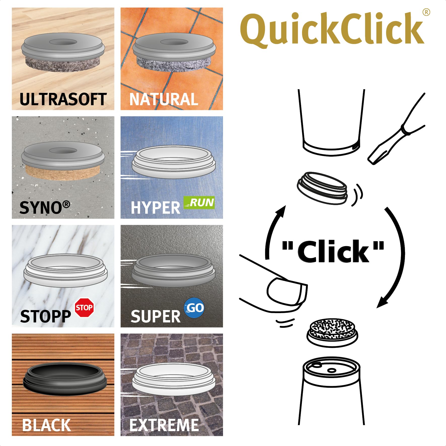 Wagner QuickClick Furniture Glides Professional Box 432-piece Set I Optimum Protection for Your Floors I Basic Parts for — view 6