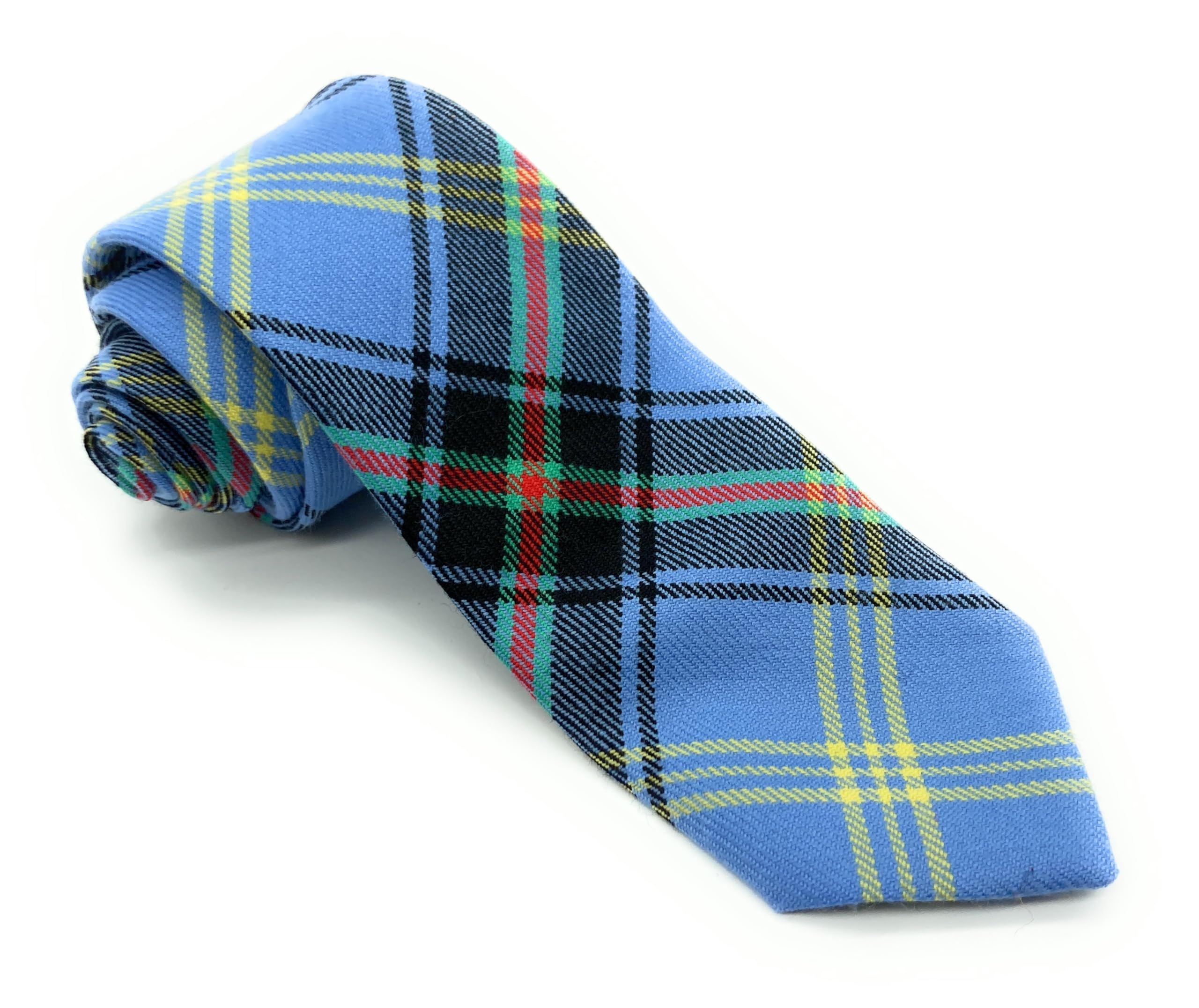 Highland Tweed Baby Blue Gents Pure New Wool Bell Of The Borders Tartan Tie - Made In Scotland