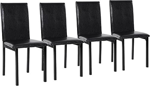 Homelegance Tempe - Juego de 4 sillas de altura de piel sintética para cocina, comedor, 19 pulgadas de ancho, color marrón oscuro