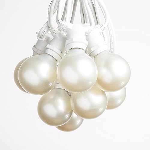 Miniatura 5 de Hometown Evolution, Inc. White Pearl - Tira de luces para patio al aire libre (25 pies y 20 enchufes, bombillas G50 perla blanca de 2 pulgadas,