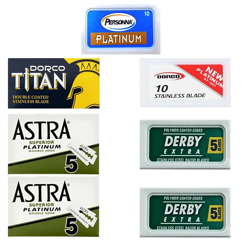 Lâminas para aparelho de barbear clássico Double Edge ABS American Beauty Supply com 4 marcas